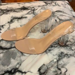 Clear heel and strap heels